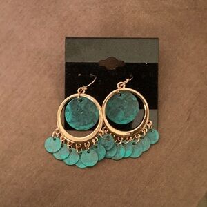 Turquoise and Gold drop down earrings!